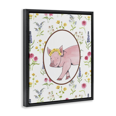 Cadre flottant Farm Friends Cochon et herbes, design par Nina Jacobs