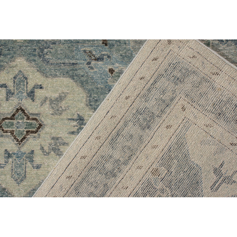Distressed Homage Hand Knotted Wool Geometric Area Rug, Runner 3' x 8'