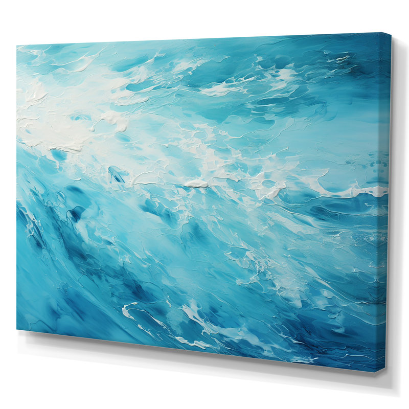 «Azure Blue Lagoon Horizon II», reproduction d'art mural plage et océan, Toile tendue, 16" H x 32" W
