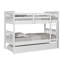 Lit gigogne simple pour lit superposé simple au-dessus d'un lit simple, structure de lit gigogne en bois de pin massif avec roulettes, blanc délavé