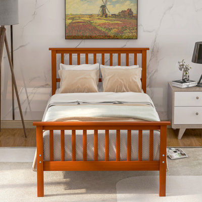 Elicio Twin Slat Bed Frame, Platform Bed with Headboard and Footboard