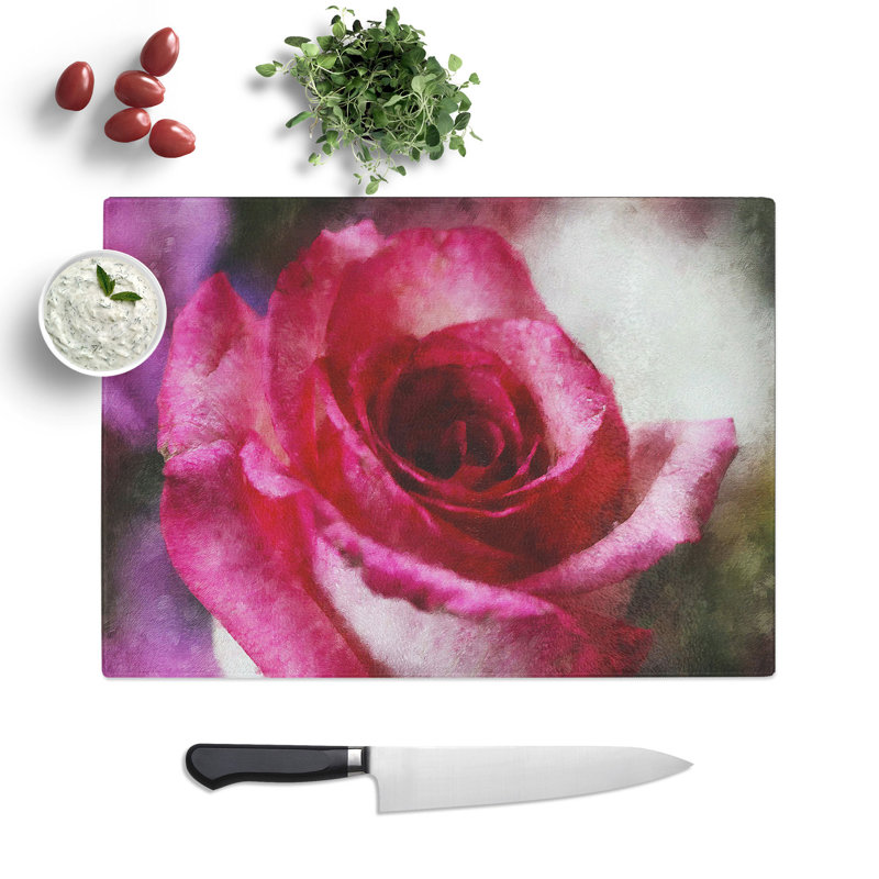 Rose Flower Vol.7 Painting Chopping Board, 0.4cm H x 20cm W x 28.5cm L
