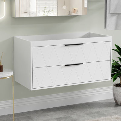 36" Modern Wall Mounted Bathroom Vanity Base Only without Sink Top, Soft-close Drawers, Eco-friendly Hand Paint