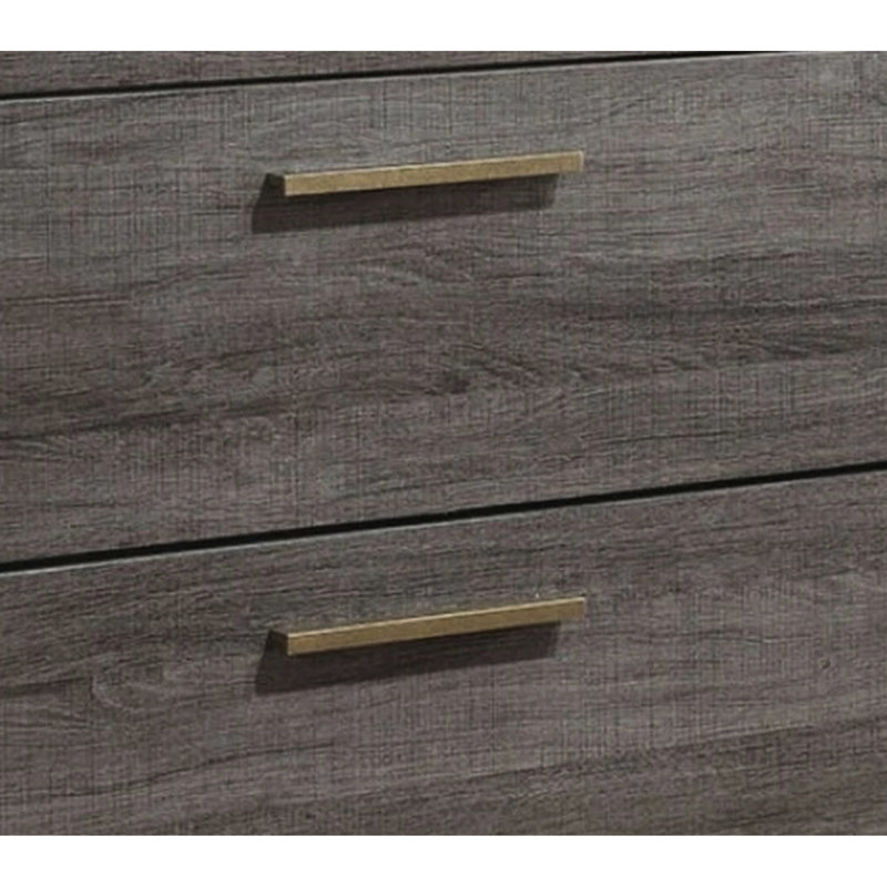 Table de chevet de chambre à coucher avec finition grise bicolore et surface en placage de papier