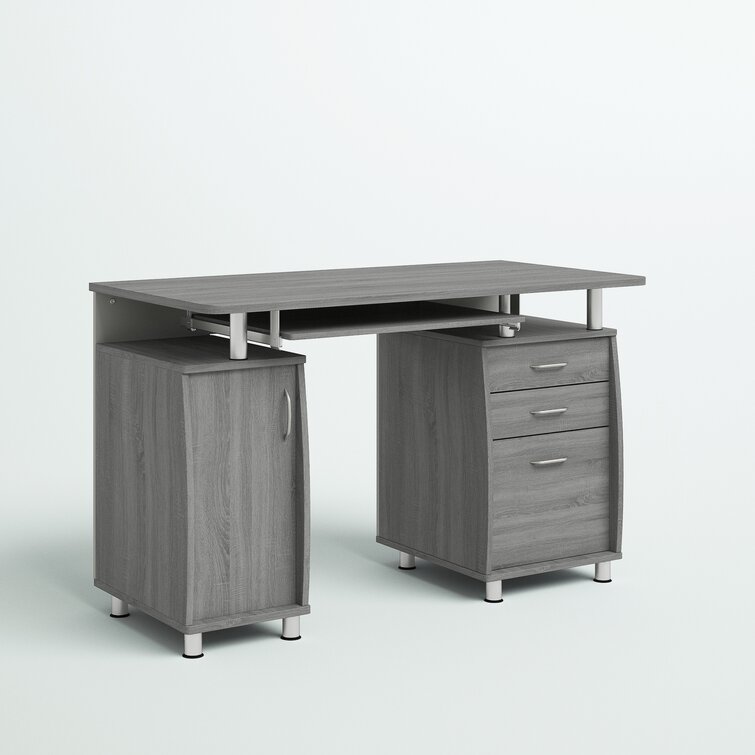 Techni Mobili Complete Workstation Computer Desk with Storage, Grey