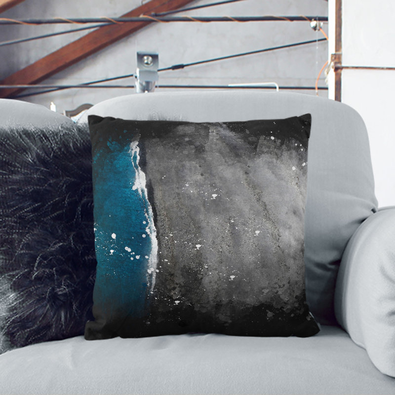 The Sand Beach in Vik Iceland Paint Splash Cushion with Filling, Stone, 55cm H x 55cm W x 20cm D