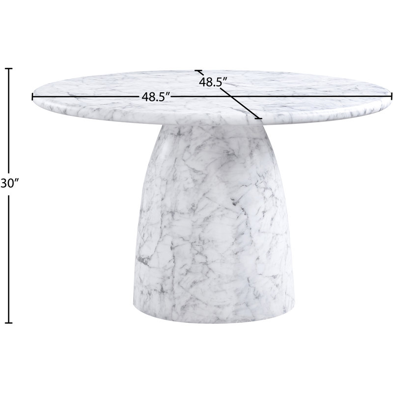 Table de salle à manger C béton, 76 cm (H) x 123 cm (L) x 123 cm (P), Blanc