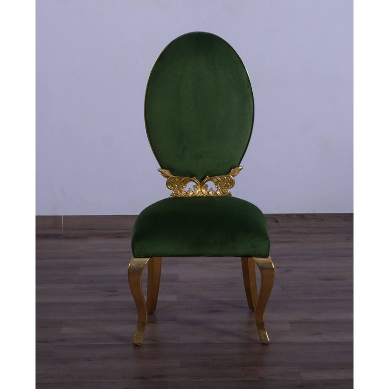 Marjarie 19'' H Velvet Upholstered Mahogany Dining Chair, Emerald Green