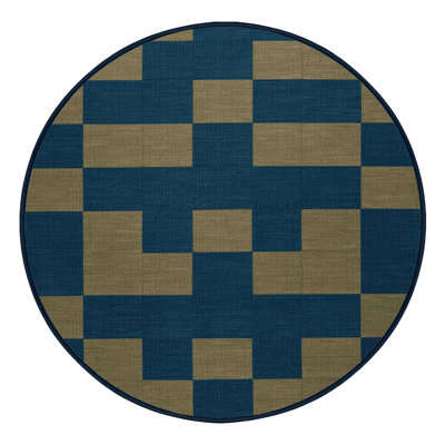 Machine Washable Checkered Blue Area Rug