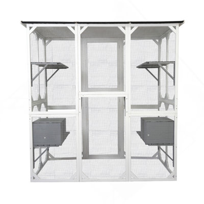 Cage à chat en bois blanc