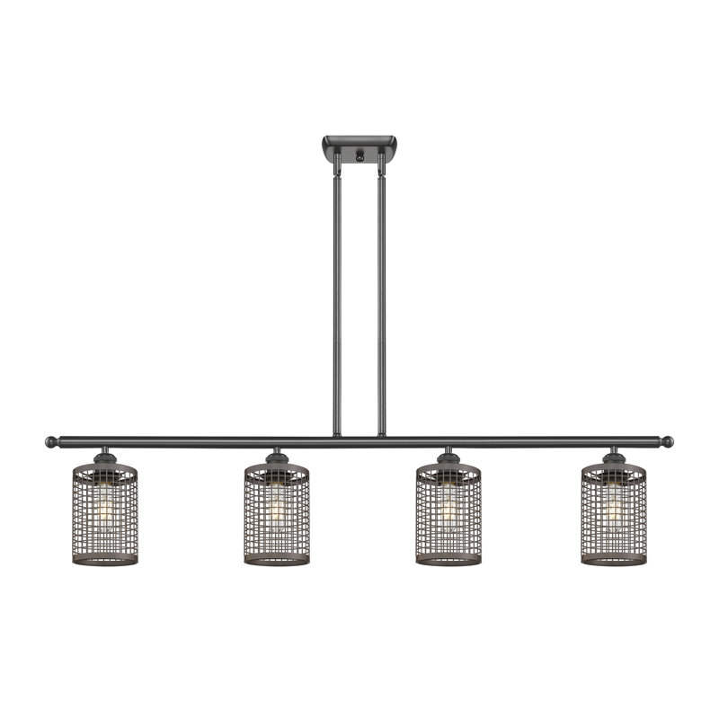 Luminaire suspendu cylindrique à 4 lumières Peraza, Bronze huilé