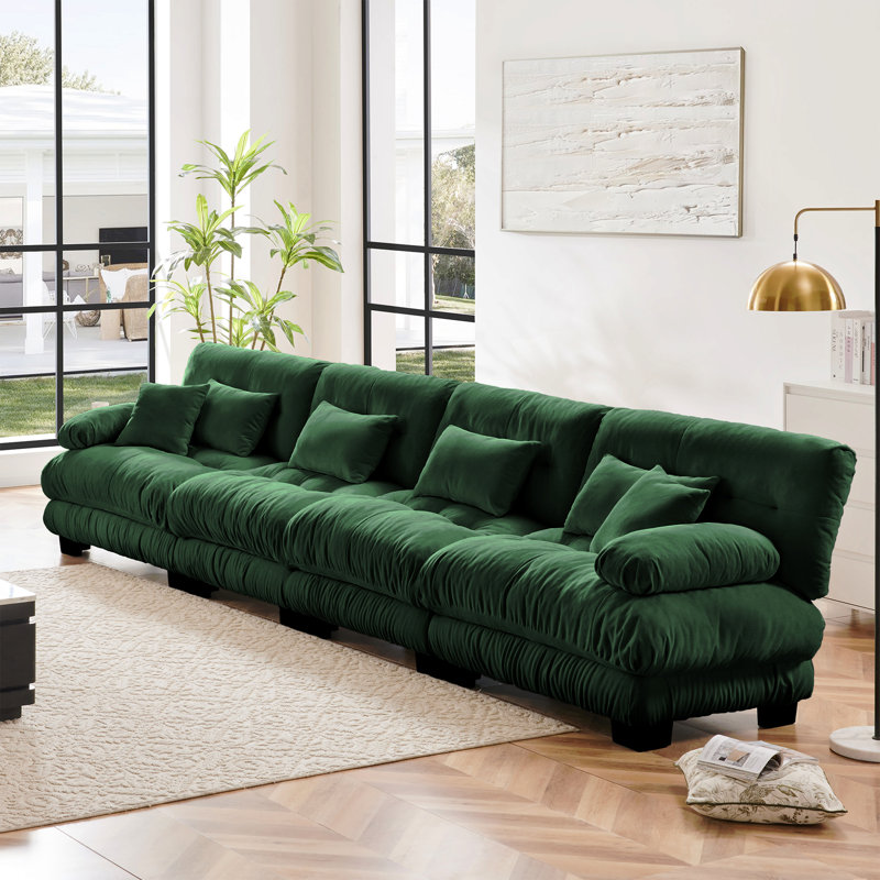 Canapé modulaire 4 places à assise profonde et canapé modulaire, canapé en chenille Canapé rembourré confortable pour salon, appartement, studio, bureau, chenille