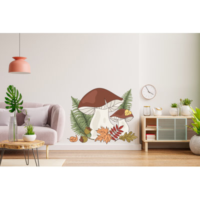 Adhésif décoratif champignon Woodland, décor de chambre d'enfant Woodland, art mural chambre d'enfant, décoration murale forêt, grand autocollant champignon, décalque mural pour enfants 345LU