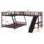 L-Shaped Bunk Bed With Loft Bed,Built-In Desk And Slide