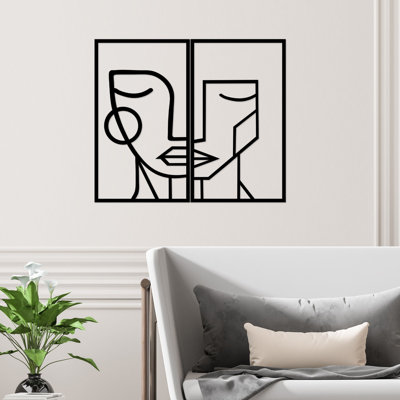 Élégant accessoire mural décoratif en métal (2 pièces), noir, 15,4 po x 25,9 po | Fabrication 100% métal, épaisseur: 0,05 pouce | Conception murale facile à installer, parfaite pour la décoration moderne et la présentation d'art unique