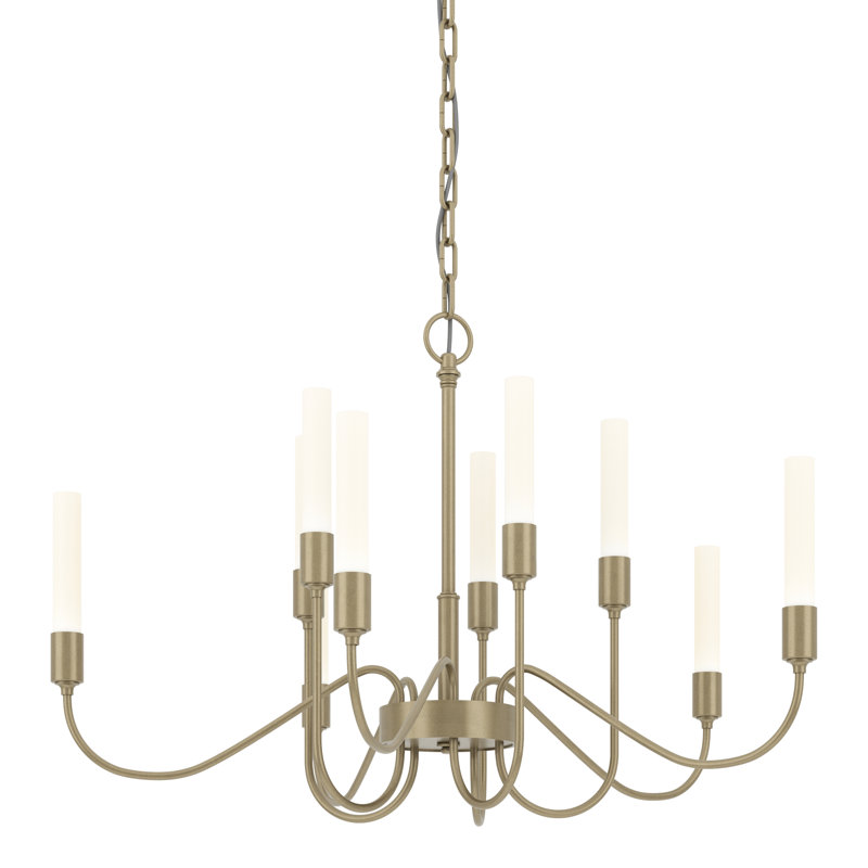Lustre classique / traditionnel à 10 lumières de style bougie Lisse, Or doux