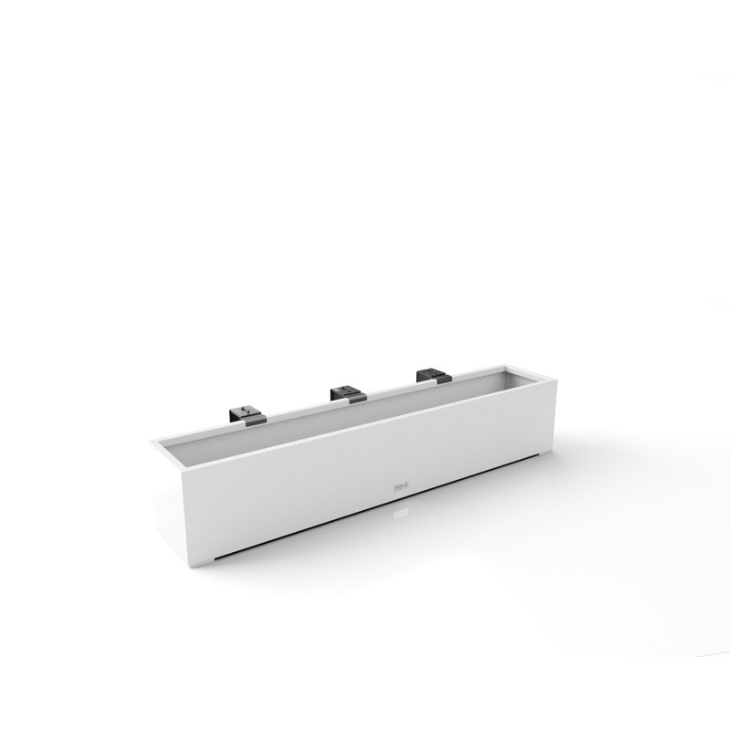 Block Series Railing Window Box Planter, White
