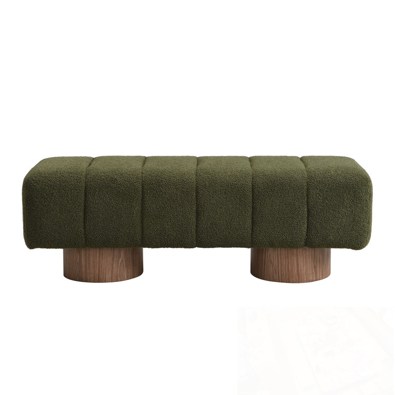Banc rembourré avec pieds en bois robustes, Vert