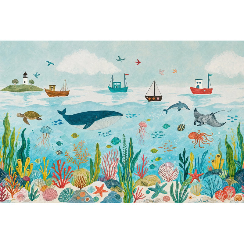 Papier peint sous-marin, vie marine, fresque murale, 120 po x 96 po, Peler et coller