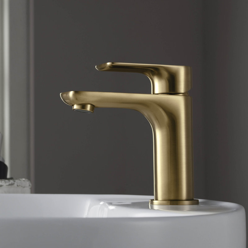 Tender Single Hole Bathroom Faucet with Drain Assembly, Brushed Brass