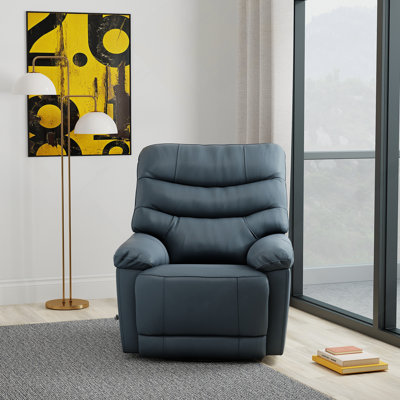 Global Home Swivel Glider Recliner with Manual Footrest In Oslo Sapphire