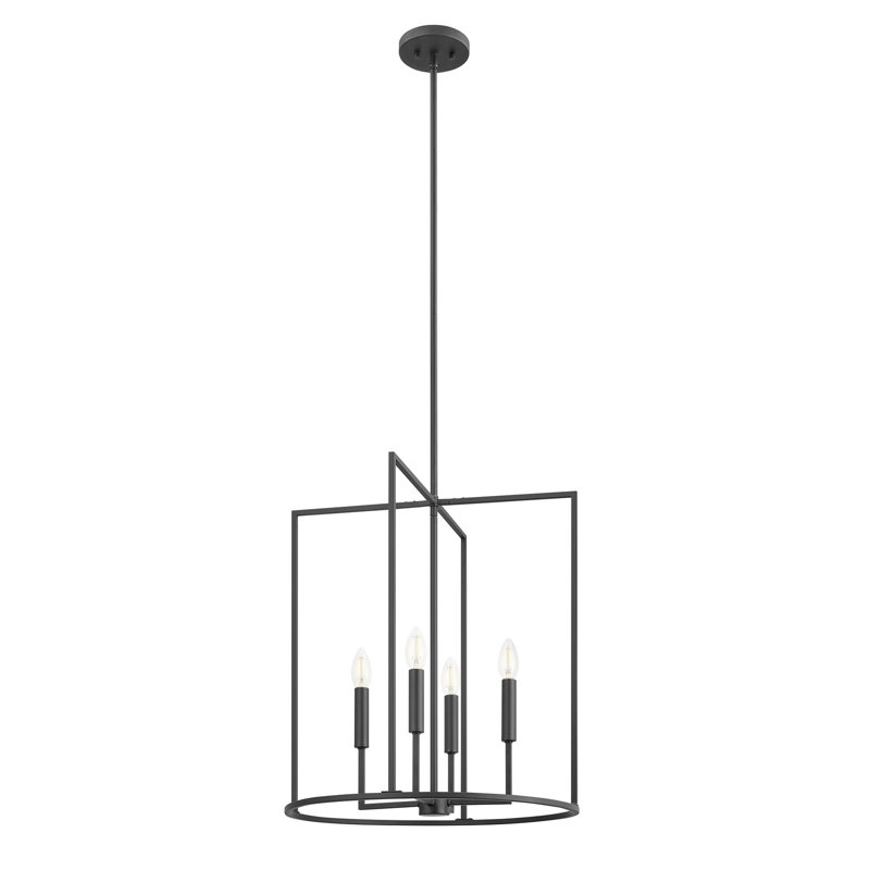 Keldric 4-Light Pendant in Black, Black