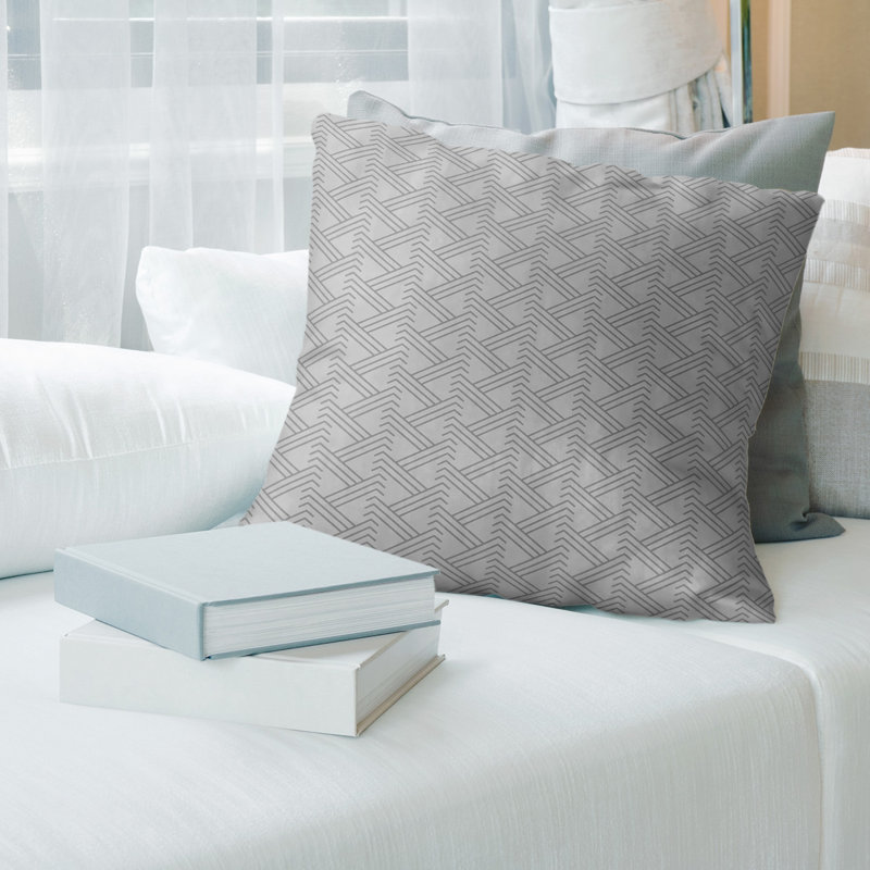 Coussin décoratif à motif zig zag classique, Bourre en polyester, H 18 po x l 18 po, Gris froid