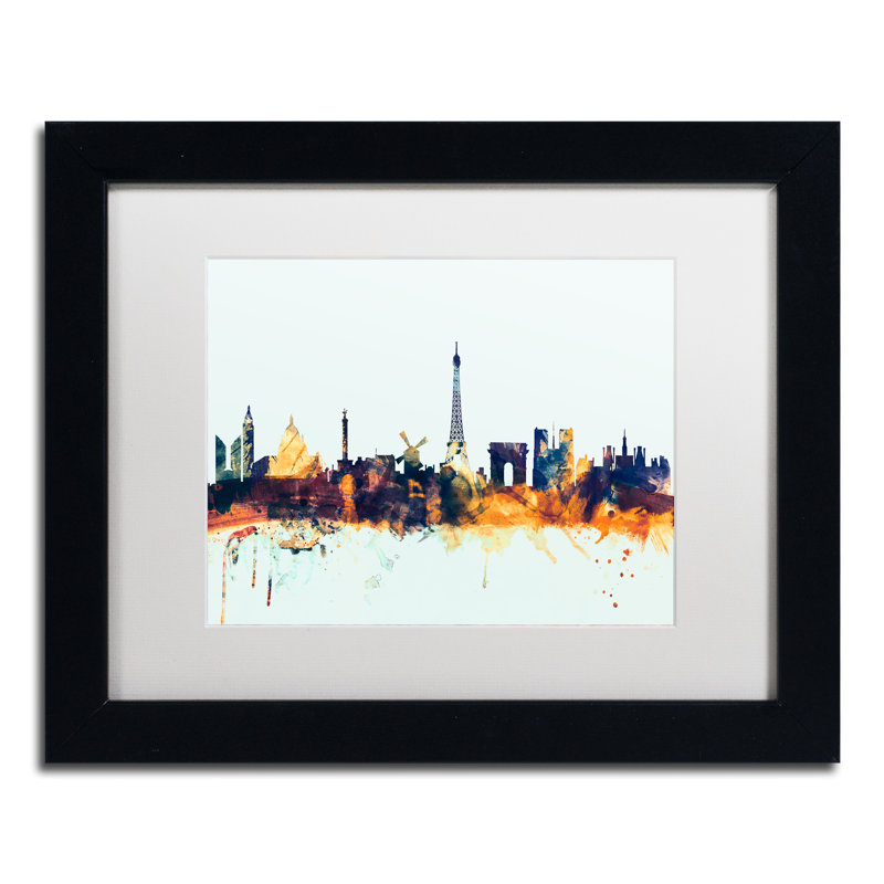 « paris france horizon blue », impression encadrée, H 11 po x l 14 po x P 0,5 po, Cadre noir