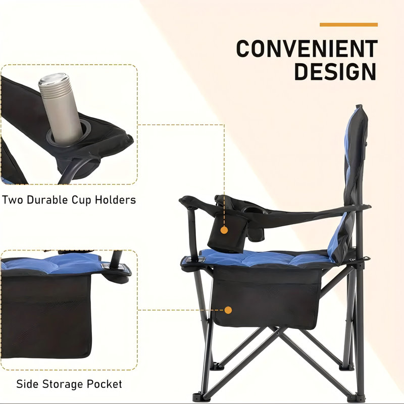 Oversized Folding Camping Chairs High Backrest Heavy Duty Lawn Chairs
