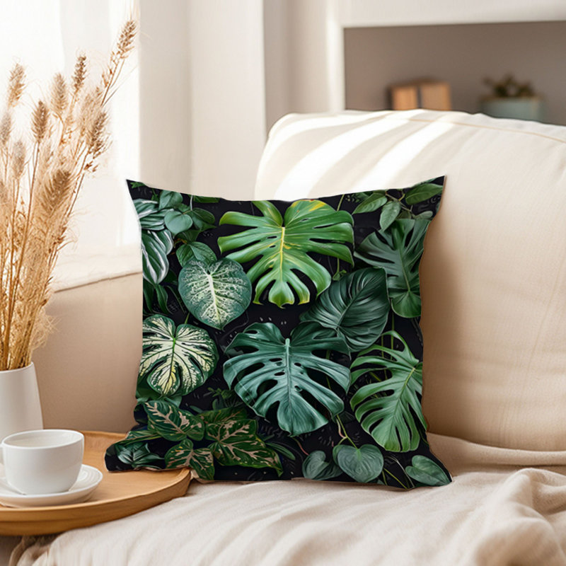 Botanical Monstera Leaves Pattern III Tropical, 18"H x 18"W