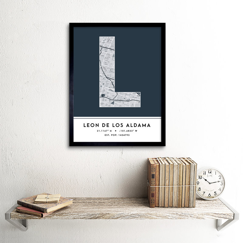 Leon De Los Aldama Mexico City Map - Single Picture Frame Typography