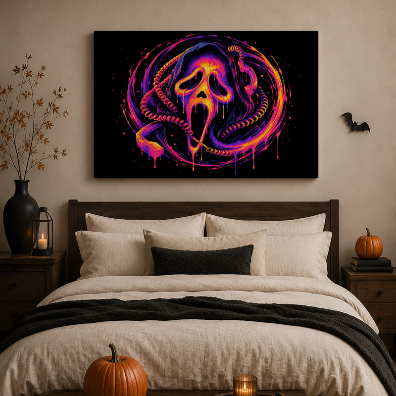 Toile néon rose et orange, H 20 po x l 30 po