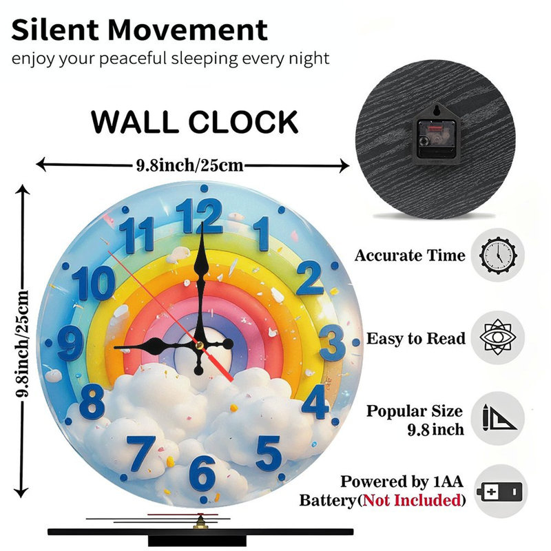 Horloge murale Rainbow Cloud