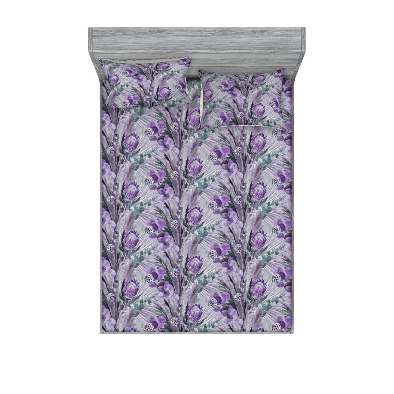 Drap-housse et taies décoratives 3 pièces Ambesonne, Ensemble de draps pour grand lit avec 2 taies d'or