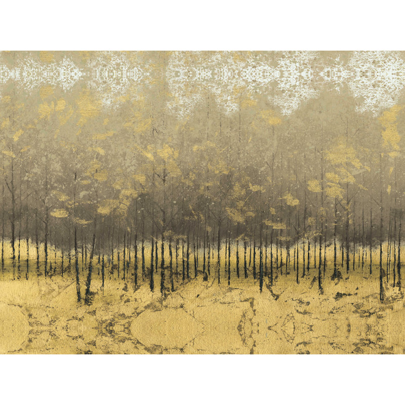 «Trees III Taupe Square» par James Wiens - reproduction sur toile, H 12 po x l 16 po