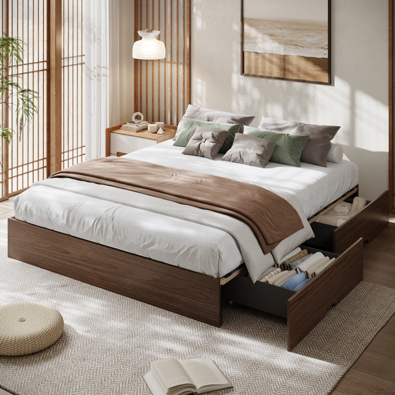 Base de lit plateforme simple en bois de taille XL, cadre de lit en bois sans tête de lit, support à lattes de bois