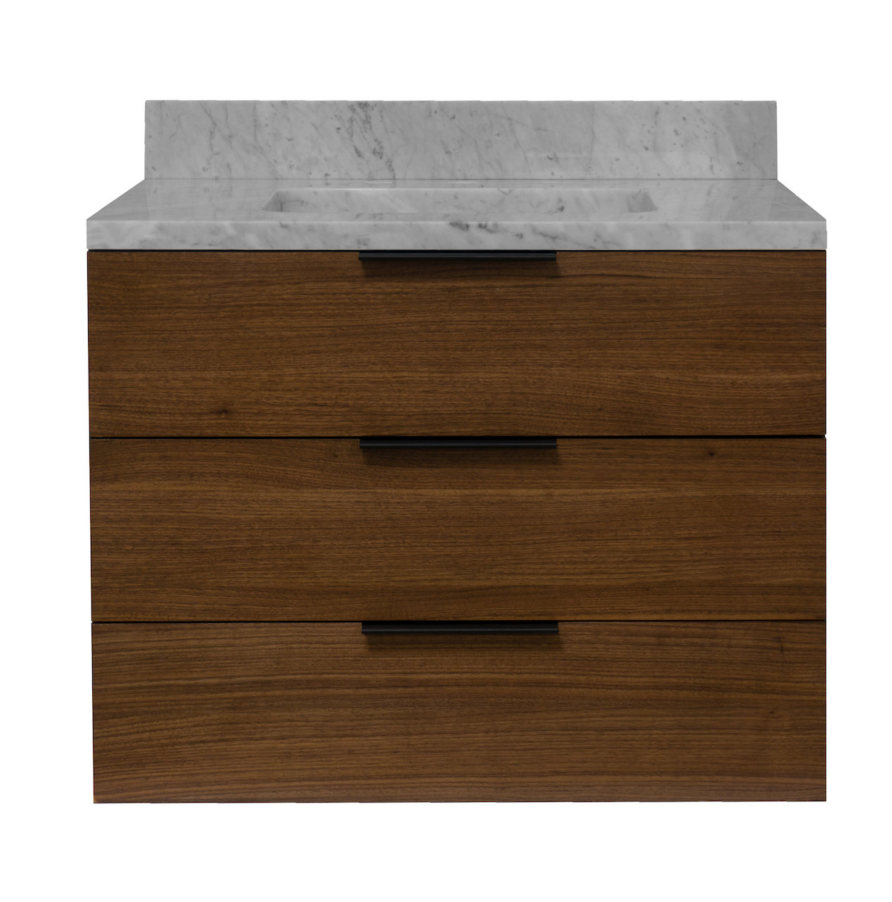 Mitchell 30'' Single Bathroom Vanity, Walnut, Carrara Marble