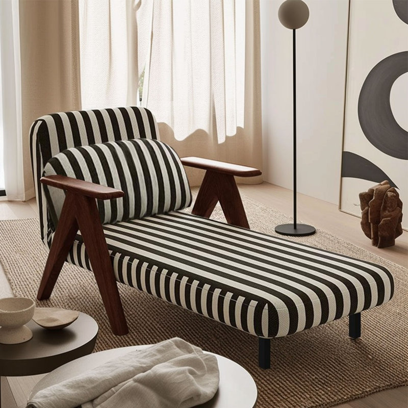Upholstered Accent Armchair Futon Chair Sofa Bed With Solid Wood Frame（Set Of 2）, Black/White Linen Blend