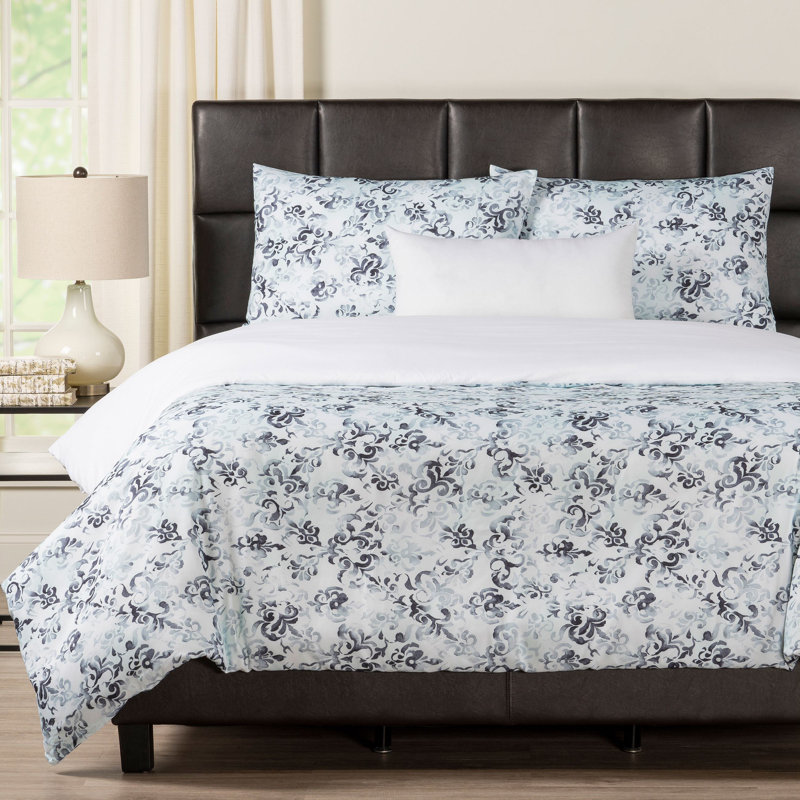 Rococo Motif Duvet Cover & Insert, Queen Duvet + 2 Queen Shams + 1 Throw Pillow