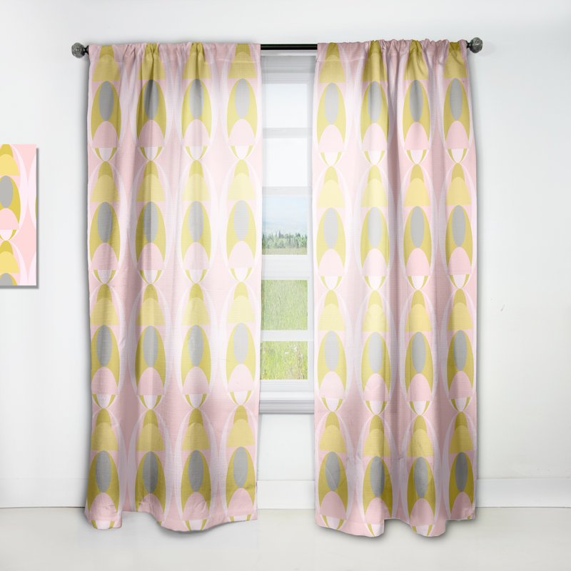 Retro Pastel Circular Pattern IV - Abstract Curtain - Velvet Room darkening - 1 panel, 52"W x 95"L