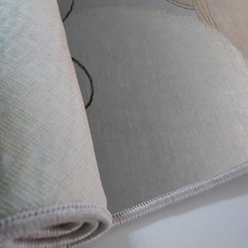 Tapis tissé de qualité supérieure, 3,3 x 4,6 pi, 100% polyester, à pois en feutre antidérapant | Tricot Raschel, velours de 0,4 po, lavable à la machine | Imprimé numérique moderne, idéal pour le salon et la chambre à coucher