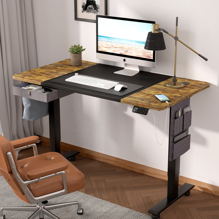 Erminda Height Adjustable Standing Desk with Accessories Inbox Zero Color: Black, Size: 46.4 H x 55'' W x 28'' D