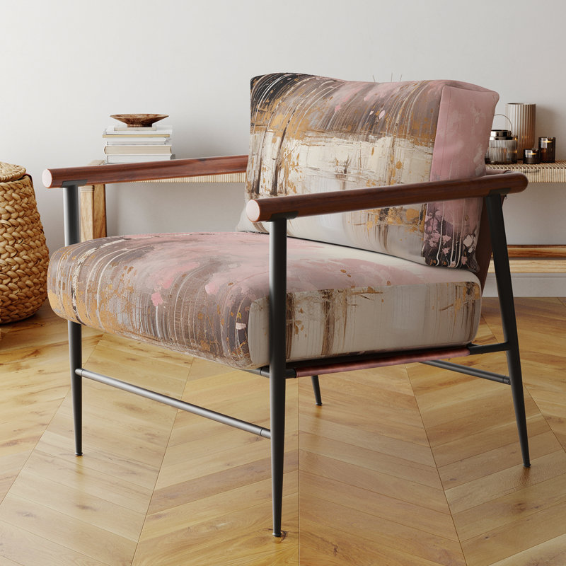 Chaise d'appoint Minimalisme Gold Forest I - rembourrée Paysages, Doré