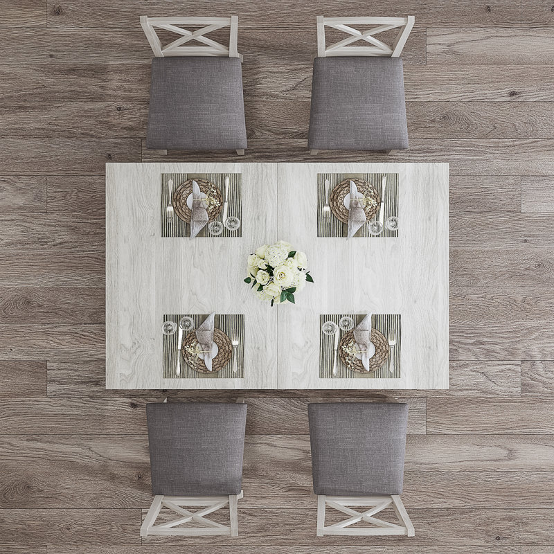 Ensemble de table de salle à manger extensible de 66 à 82 po pour 4 personnes, ensemble de table de salle à manger en bois, table de cuisine rectangulaire Mid-Century avec chaises