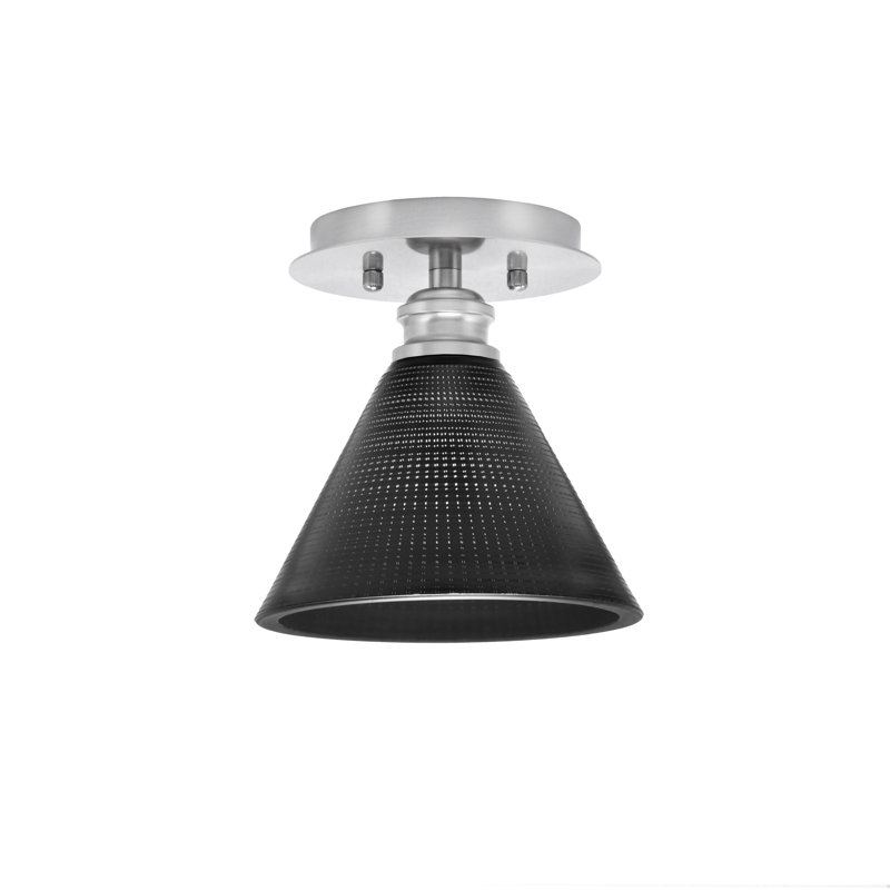 Edge 1 Light Semi-Flush With 7" Black Matrix Glass, Brushed Nickel