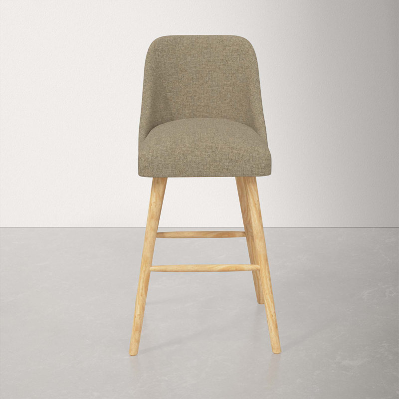 Tabouret Gallie, Tabouret de bar (siège d'une hauteur de 31 po), Bois naturel, Lin texturé naturel Zuma