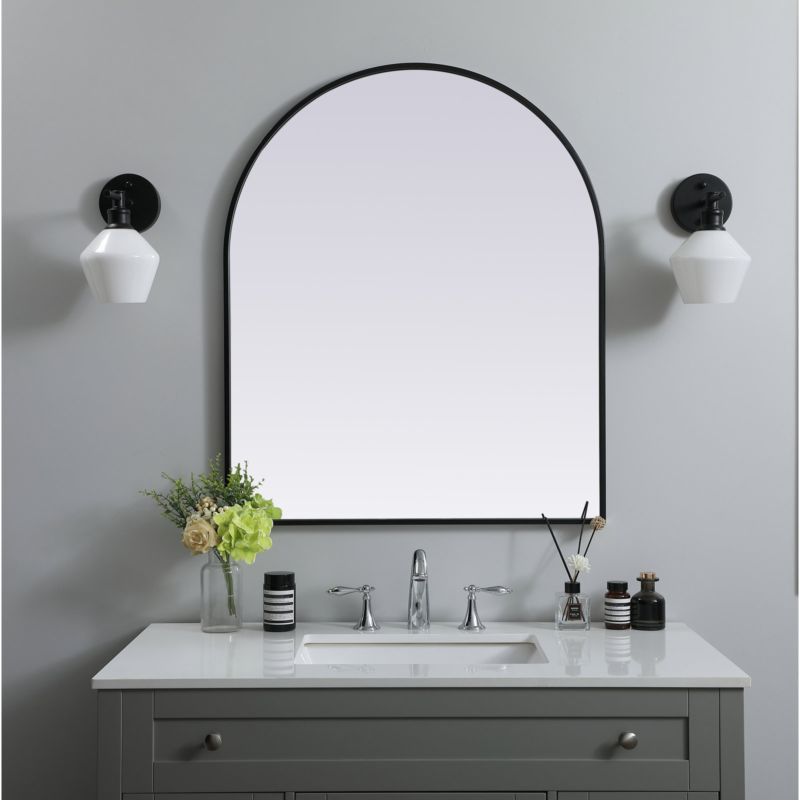 Sabine 36" Accent Mirror, Black, 36" x 30"