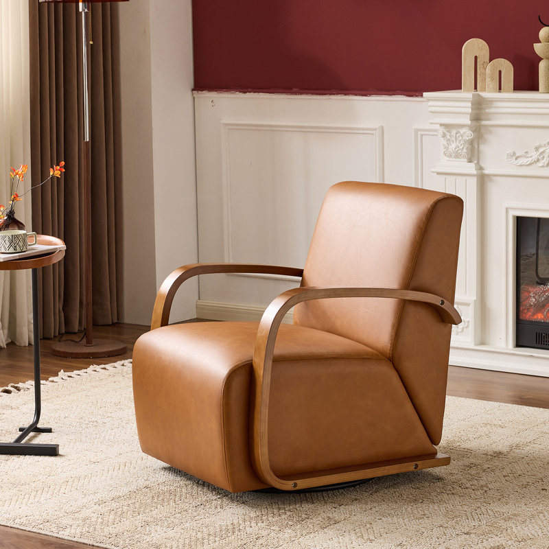 Fauteuil de détente pour une personne, fauteuil d'appoint pivotant, brun