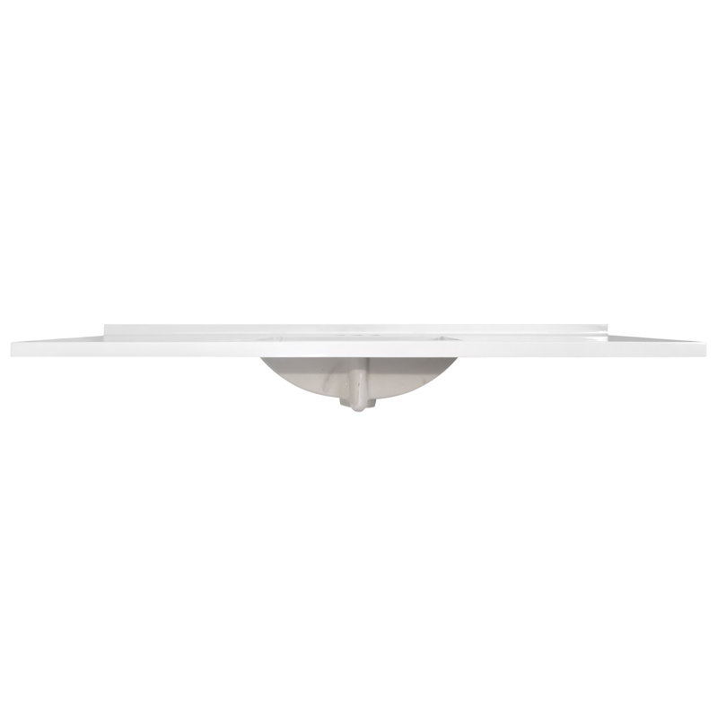 61 Inch Solid White Cultured Marble Vanity Top with Backsplash