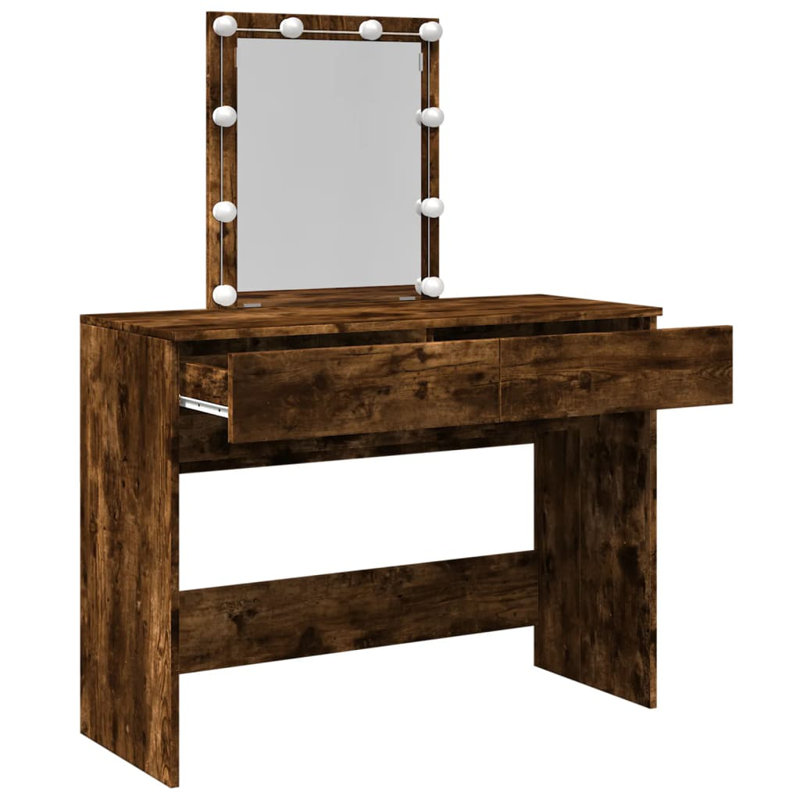 Dressing Table with Mirror, Smoked Oak